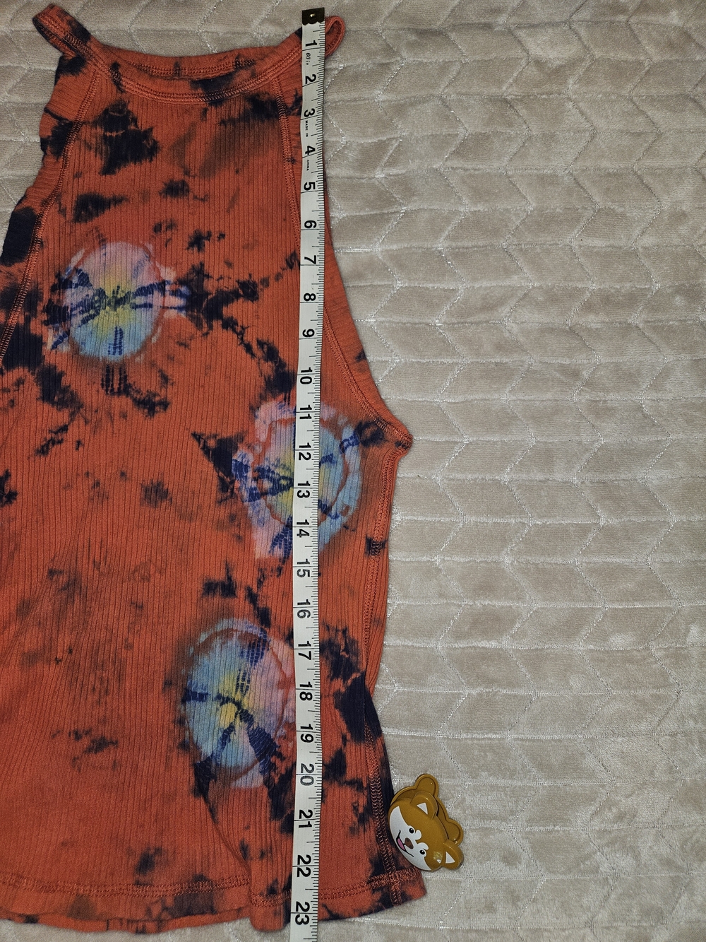 We The Free Orange Ribbed Tie-Dye Halter Tank with Blue and Cream Accents - Picture 4 of 6